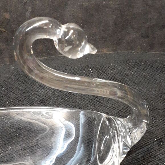 Duncan Miller 1930's hand blown glass swan 6" tall candy dish or nut dish. (#1) - Picture 10 of 13